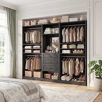 Aheaplus Closet System Set with Mirror and Shelves, Organizer Drawer