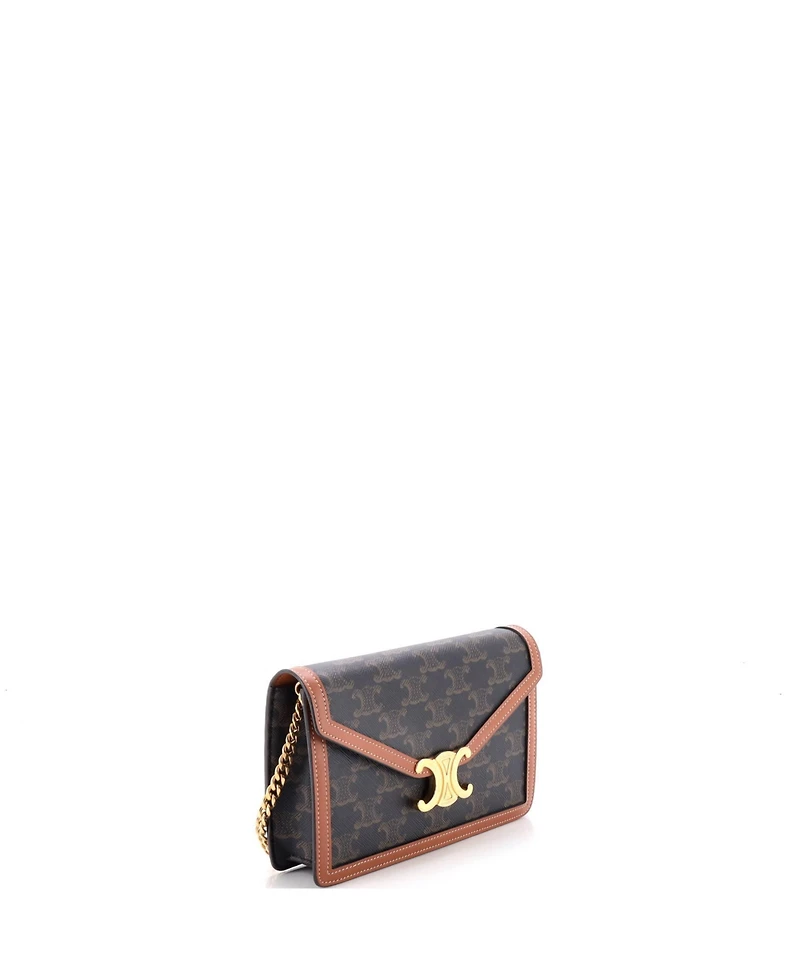 Pre-Owned Celine Margo Triomphe Wallet on Chain Triomphe Coated Canvas