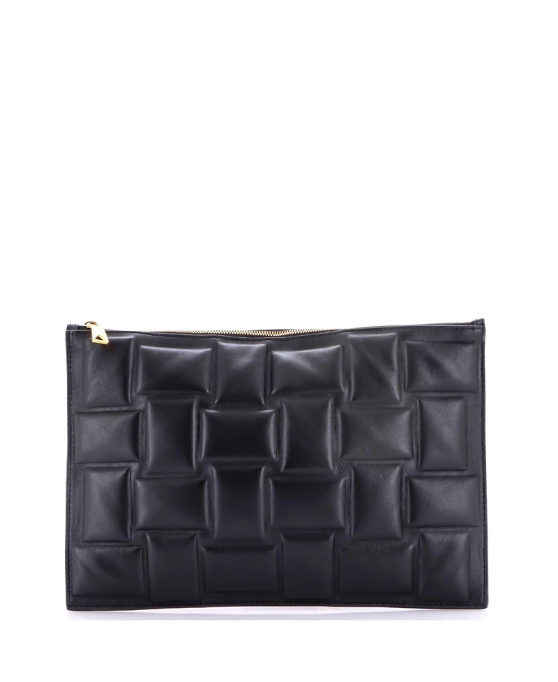 Pre-Owned Bottega Veneta Cassette Zip Clutch Embossed Padded Leather