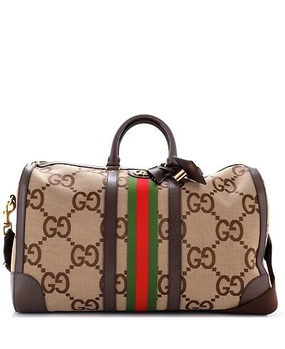 Pre-Owned Gucci Large Savoy Web Convertible Duffle Bag Jumbo Gg Canvas
