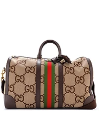 Pre-Owned Gucci Large Savoy Web Convertible Duffle Bag Jumbo Gg Canvas