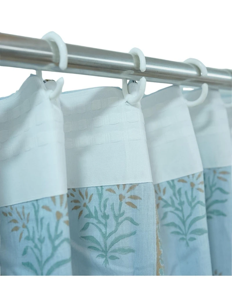 Fabdivine Handmade Noor Floral Block Print Linen Curtain