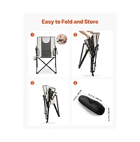 Slickblue Portable Reclining Camping Chair with Headrest, Armrests and Full Padding for Outdoor Use