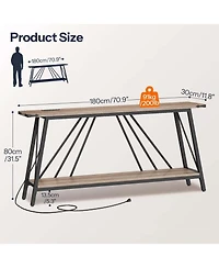 Slickblue Entryway Console Table Industrial Style 2-Tier with Power Charging Station