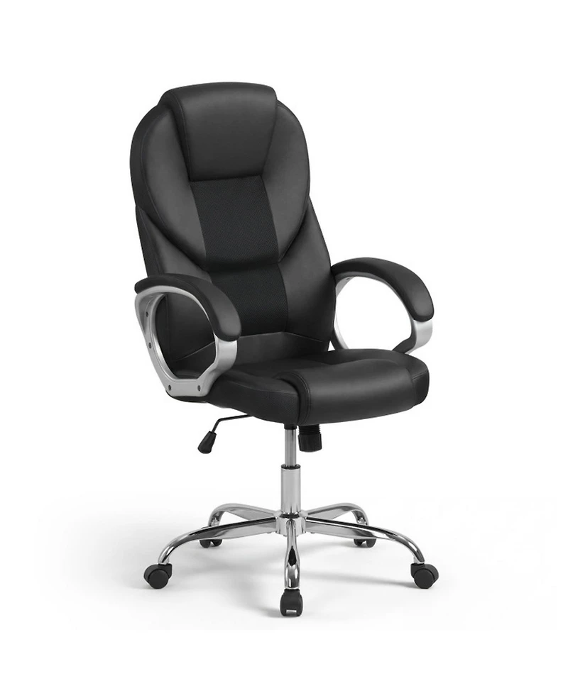 Sugift Ergonomic Leather Mesh Executive Office Chair with Padded Armrests and Rocking Backrest