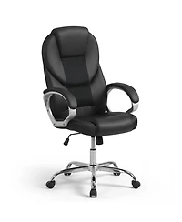 Sugift Ergonomic Leather Mesh Executive Office Chair with Padded Armrests and Rocking Backrest