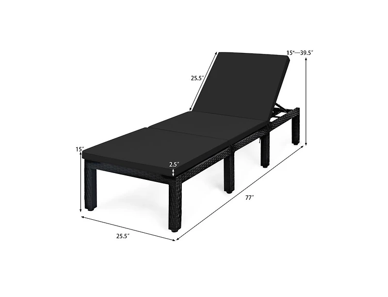 Boyel Living Patio Rattan Height Adjustable Lounge Chair with 2 Set of Cushion Cover