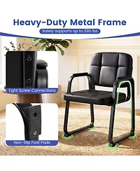 Sugift Office Reception Chairs Set of 2 Faux Leather Guest Chairs with Padded Armrests