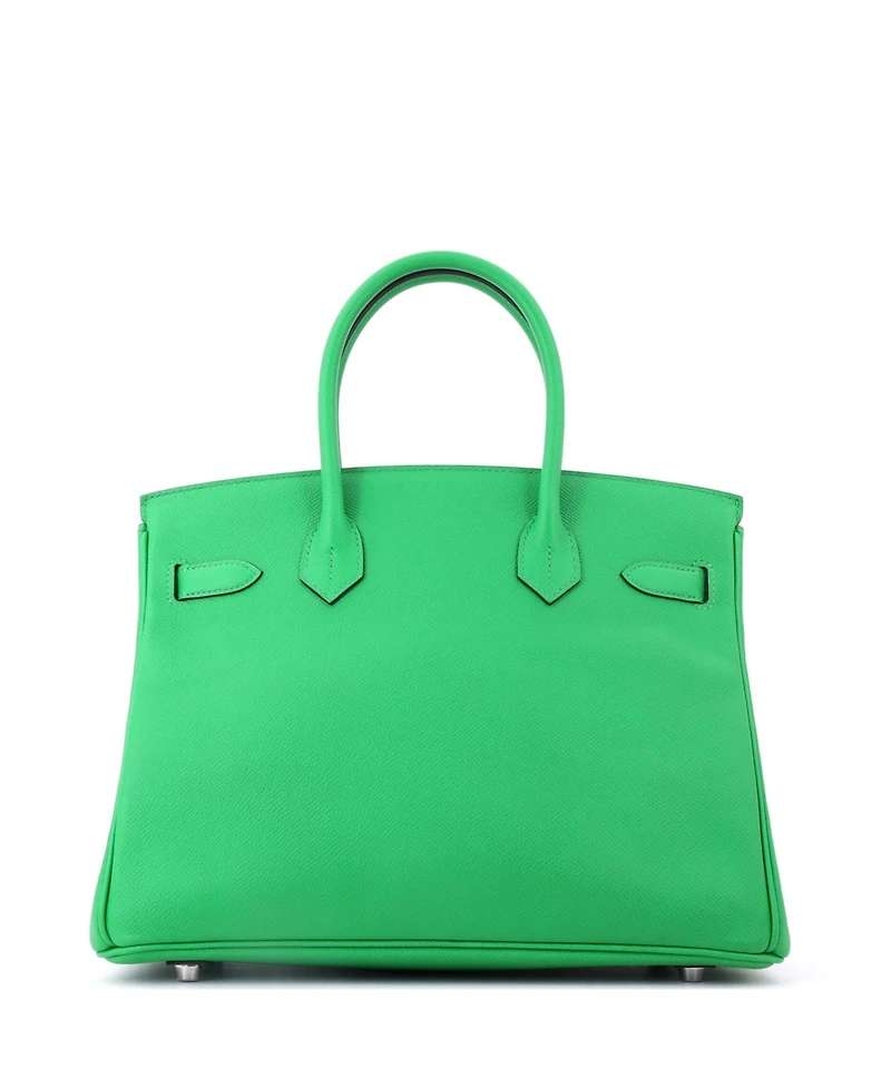Pre-Owned Hermes Birkin 30 Handbag Green Epsom with Palladium Hardware