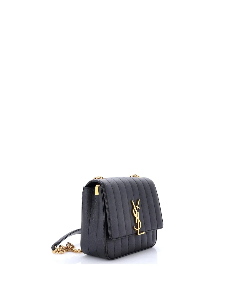 Pre-Owned Saint Laurent Medium Vicky Crossbody Bag Vertical Quilted Grainy Leather