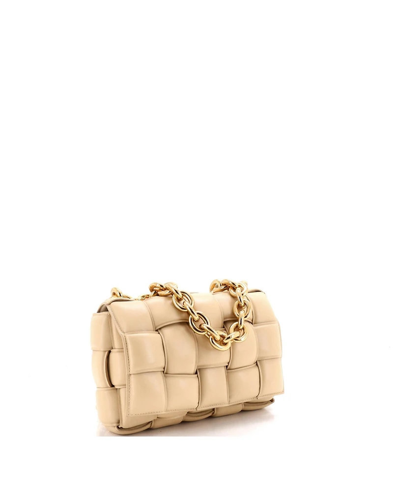 Pre-Owned Bottega Veneta Cassette Chain Crossbody Bag Padded Maxi Intrecciato Leather