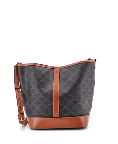 Pre-Owned Celine Medium Bucket Bag Triomphe Coated Canvas