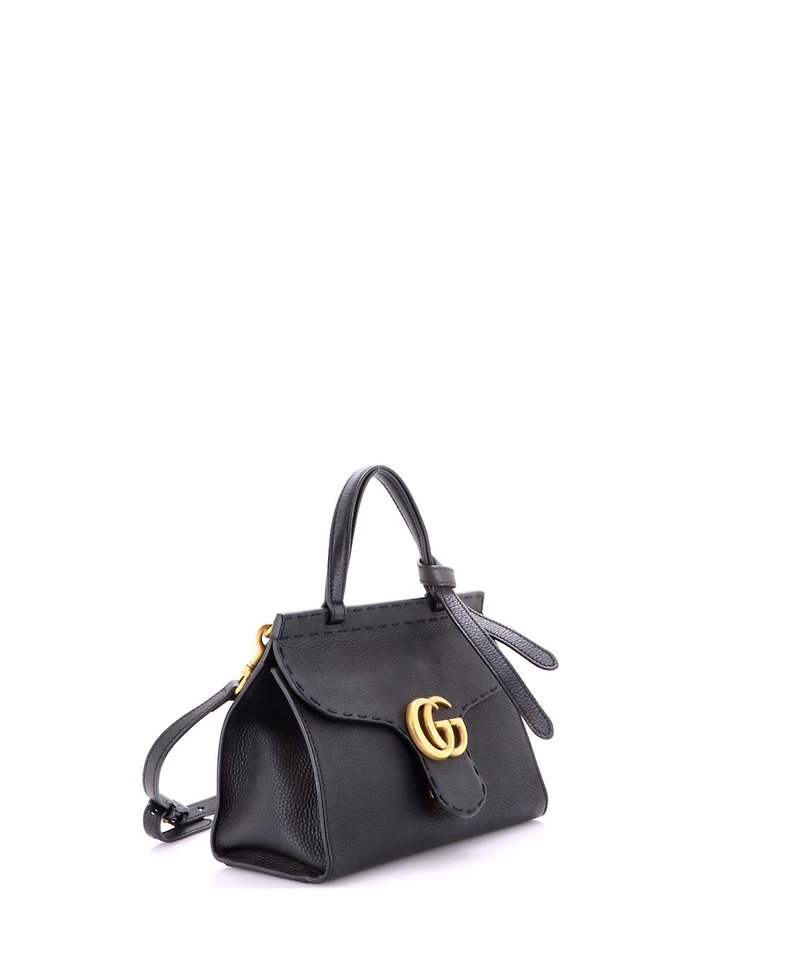 Pre-Owned Gucci Mini Gg Marmont Top Handle Bag Leather