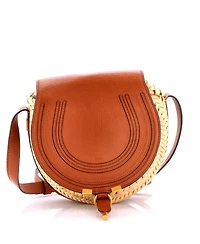 Pre-Owned Chloe Small Marcie Basket Crossbody Bag Raffia and Leather