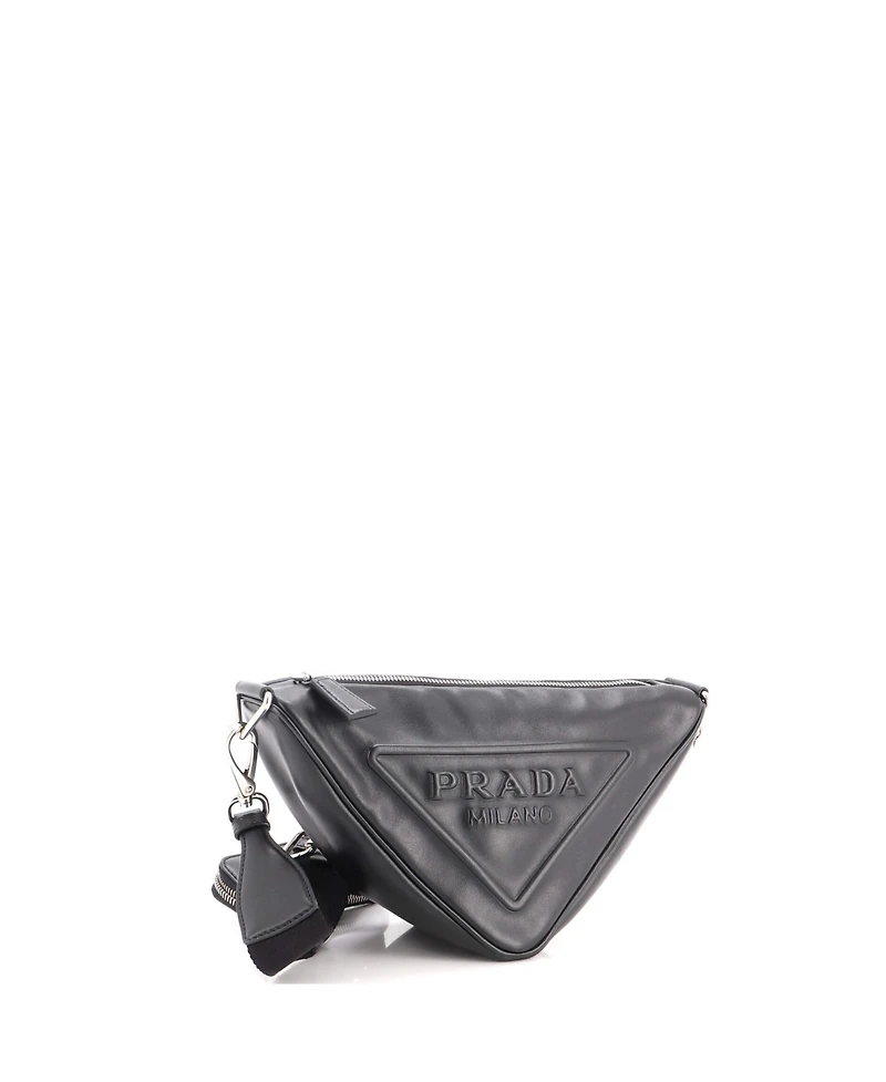 Pre-Owned Prada Small Triangle Logo Zip Crossbody Bag Leather