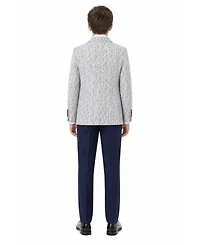 Elie Balleh Boys Blue Slim Fit Geometric Pattern Blazer