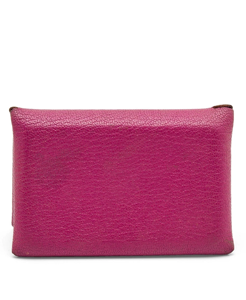 Pre-Owned HERMES Cyclamen Chevre Mysore Leather Calvi Card Holder