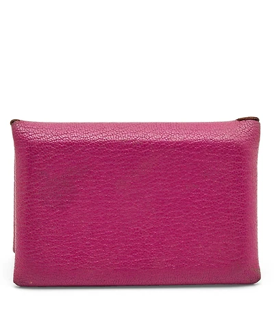 Pre-Owned HERMES Cyclamen Chevre Mysore Leather Calvi Card Holder