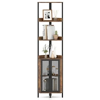 Sugift 67 Inch Tall Corner Bookshelf 6-Tier Industrial Bookcase with Mesh Cabinet
