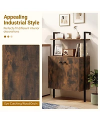 Sugift Wall Mount Bookshelf with 2-Door Storage Cabinet and 2-Tier Open Shelving