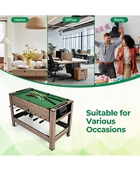 Sugift 49 Inch 2-in-1 Swivel Pool and Foosball Game Table for Teens and Adults