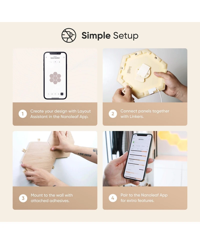 Nanoleaf Elements Smarter Kit Birchwood Hexagons