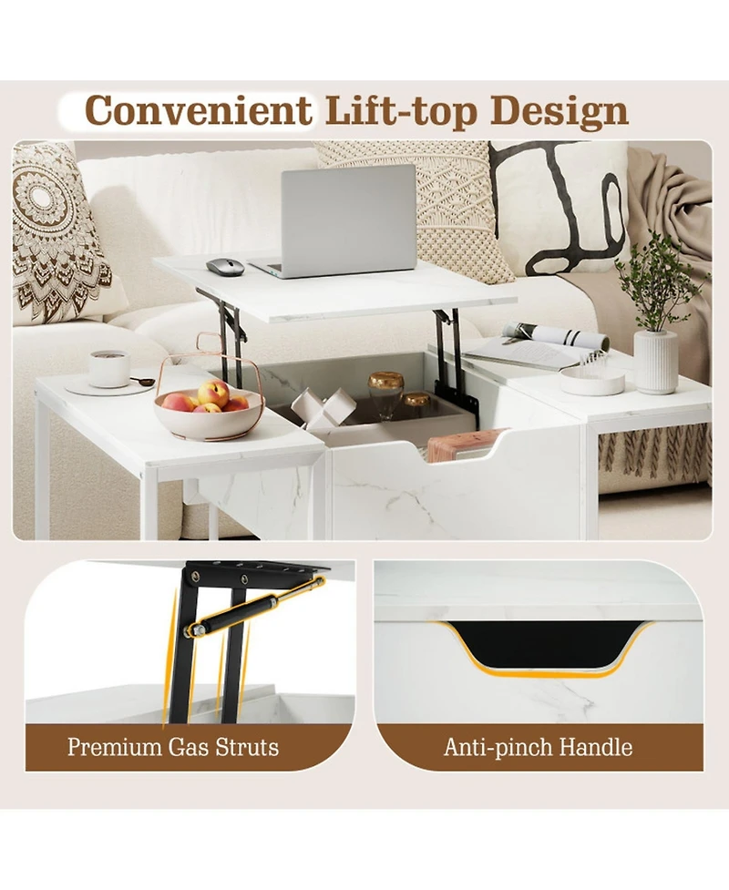 Sugift Lift Top Coffee Table with Hidden Storage Compartment and Gas Strut Raised Tabletop
