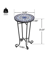 Streamdale Furniture French Country Ceramic Tile Top Outdoor Side Table