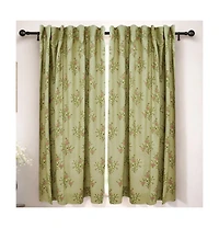 Fabdivine Handcrafted Floral Block Print Viscose Linen Curtains Panel