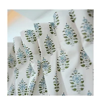 Fabdivine Floral Block Print Linen Curtain Handmade Boho Window Panel