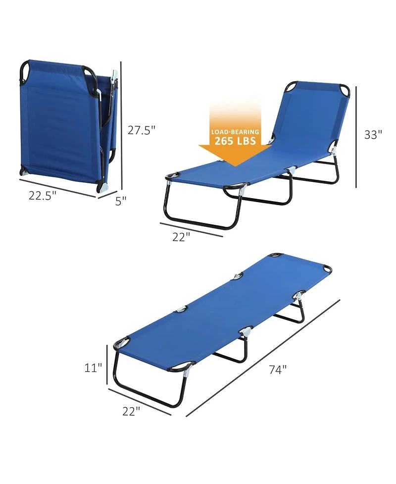Yiortwo Folding Chaise Lounge Pool Chair with 5 Position Reclining Back for Patio Beach and Poolside