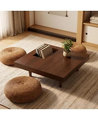 Streamdale Furniture Square Wooden Coffee Table with Storage, 34.5 Inches