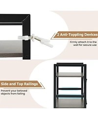 Sugift Narrow 4-Tier Bookshelf with X-Braced Metal Frame and Safety Side Rails