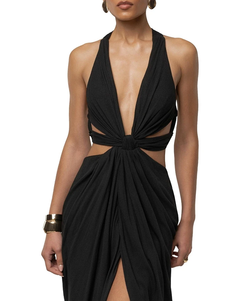 Jluxlabel Women's Warm Sunsets Plunging V-Neck Cutout Maxi Dress