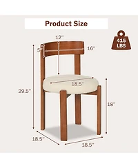 Sugift Set of 2 Upholstered Dining Chairs with Curved Backrest and Solid Rubber Wood Legs