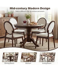 Sugift Upholstered Dining Chairs Set of 2 with Padded Linen Seat and Solid Rubber Wood Frame