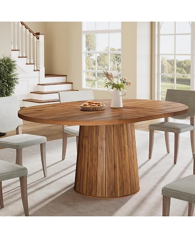 Tribesigns 55.11" Oval Dining Table for 6 with Pedestal