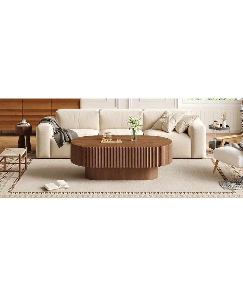 Streamdale Furniture 48.4" Farmhouse Oval Coffee Table with Fluted Base