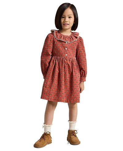Polo Ralph Lauren Girls' 2T-6X Floral Cotton Corduroy Shirtdress