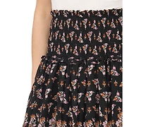 CeCe Women's Smocked Waist A-Line Midi Skirt