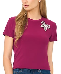 CeCe Women's Embellished Bow Tee