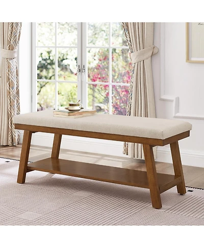 Streamdale FurnitureLinen Upholstered Storage Bench with Shel