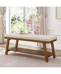 Streamdale FurnitureLinen Upholstered Storage Bench with Shel