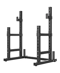 Sevorley Adjustable Squat Rack Stand with Dual Barbell Holders, Safety Spotters, Plate Storage, Heavy-Duty Steel Frame