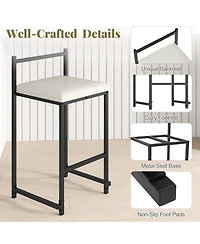 Sugift Set of 2 Stackable Counter Height Bar Stools with Upholstered Seat and Footrest