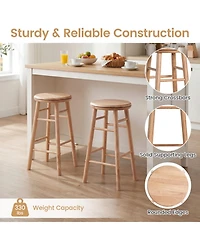 Sugift Rubber Wood Swivel Bar Stools Set of 2 Counter Height 24 Inch Round Seats with Footrests