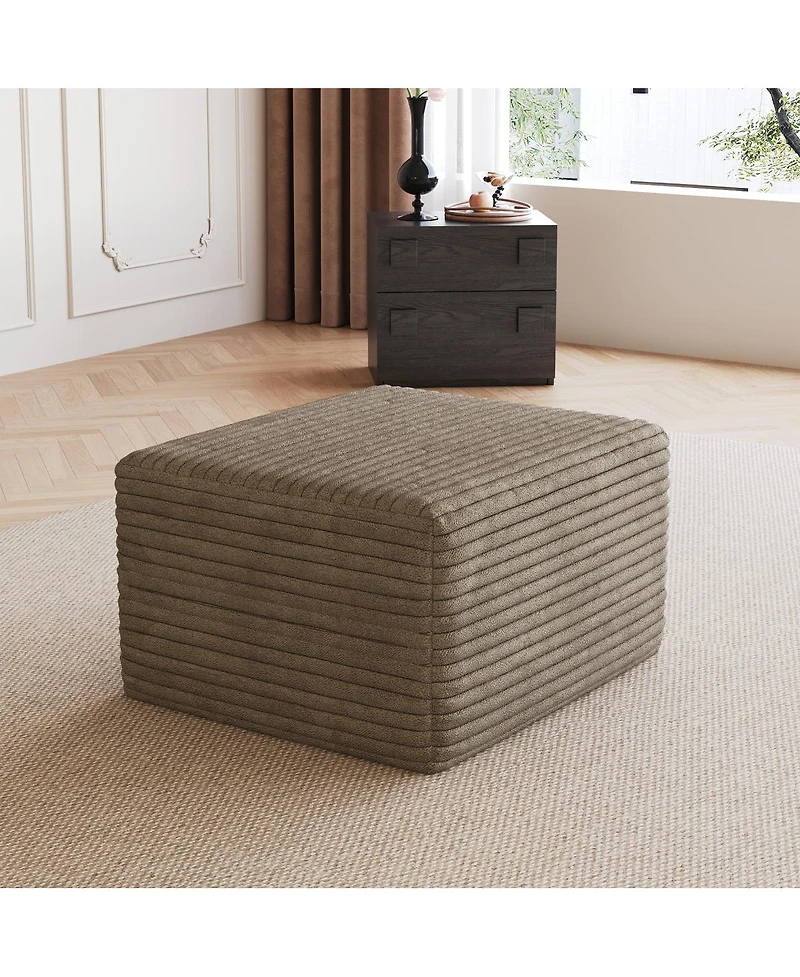 Streamdale Furniture Sofa ottoman ,No Assembly Required,Camel(Plush Corduroy Fabric)