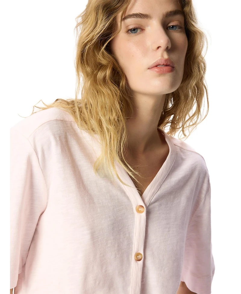 Whistles Women's Ella Cotton V-Neck Short-Sleeve Top
