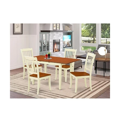 East West Furniture Dining Room Set, NODA5-bmk-w