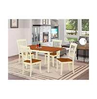 East West Furniture Dining Room Set, NODA5-bmk-w